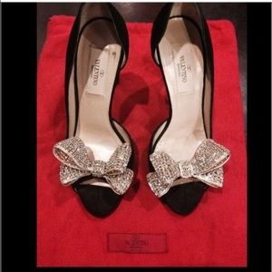Valentino black jeweled bow o'dorsay platform
