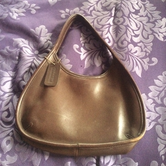 Authentic brown leather coach handbag