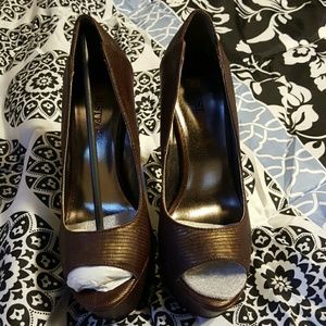 Open toe sexy bronze high heels