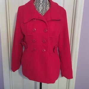 Red pea coat