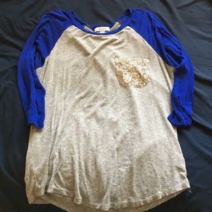 Short Sleeved Baseball Sequin Pocket Tee