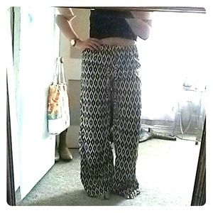 High waisted drawstring printed pants