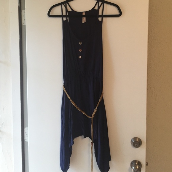 Navy sundress with braided belt