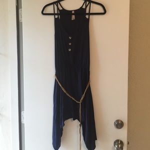 Navy sundress with braided belt