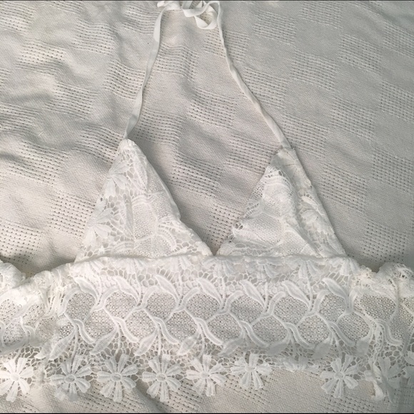 Crochet white crop top