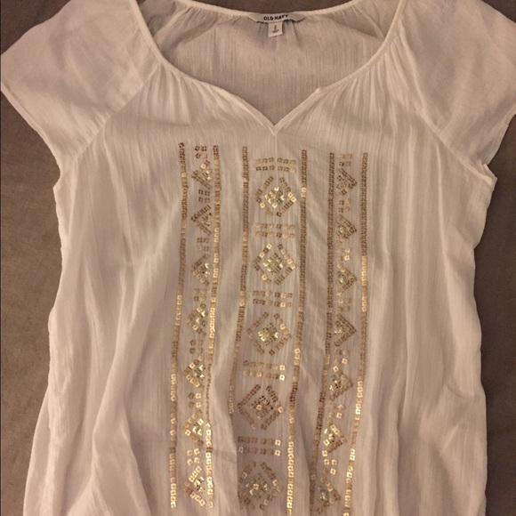 Cream top with gold bling detail