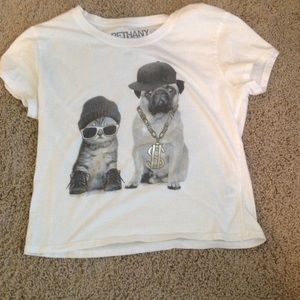 White crop top with animal design