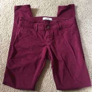 Hollister maroon super skinny jeans size 3