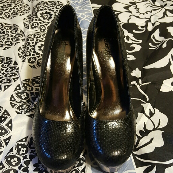 Black and silver high heels