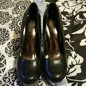 Black and silver high heels