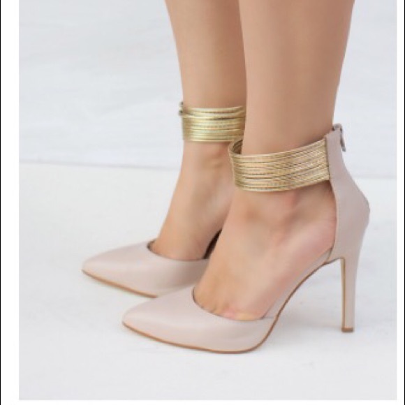 Nude Heels with Gold Accent - Picture 2 of 3