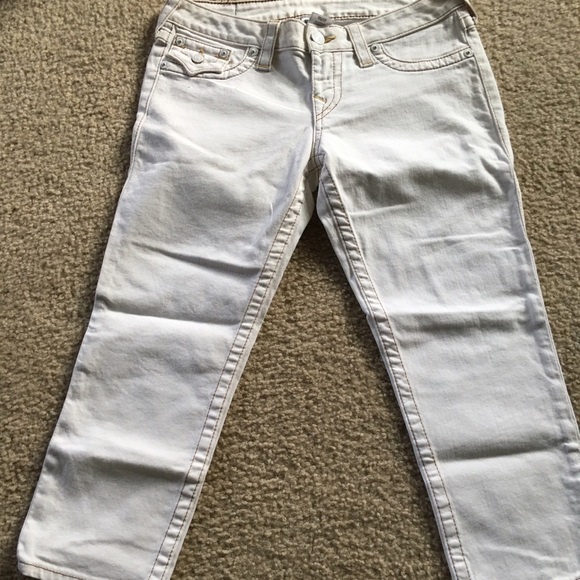 WOMEN's WHITE TRUE RELIGION CAPRI JEANS - Picture 4 of 4