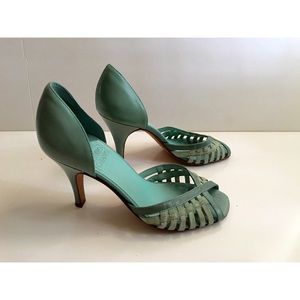 ARTURO CHIANG Mint Green Weave Pumps 5.5