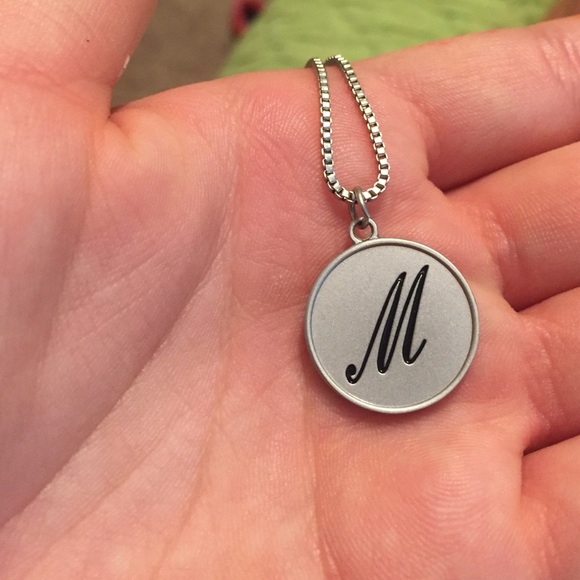 silver M initial necklace