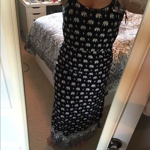 F21 Elephant Spaghetti Strap Maxi Dress