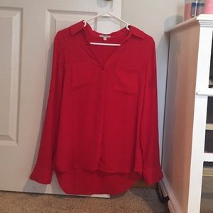 MD Express slim fit portofino shirt, red