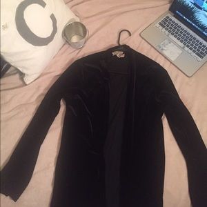 Extra Long Black Velvet Cardigan