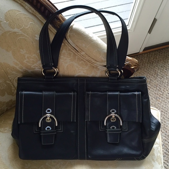 Coach Large Soho Black Leather Shoulder Bag