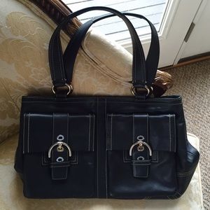 Coach Large Soho Black Leather Shoulder Bag