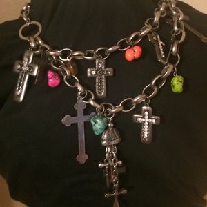 Two strand cross necklace