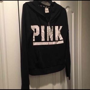 PINK Black Zip-Up Hoodie