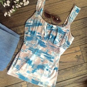 Ann Taylor Summer Tank Wide Straps Shirred Bust