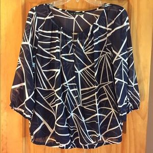 Navy and white blouse. Worn once!