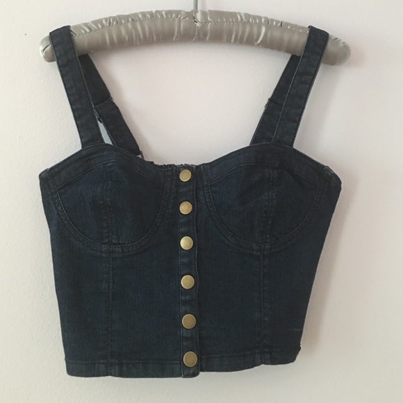 Denim Buttoned Crop Top