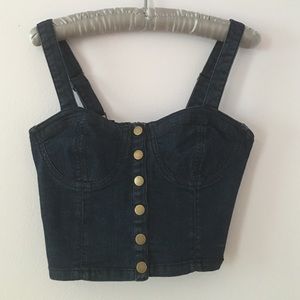 Denim Buttoned Crop Top