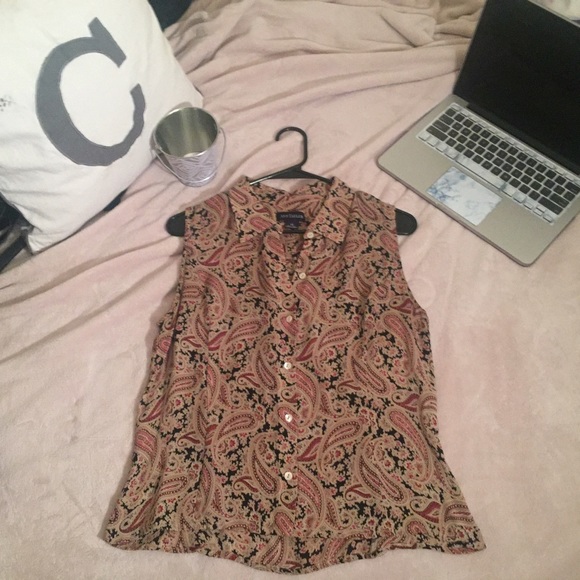 Ann Taylor Silk Sleeveless Button Down