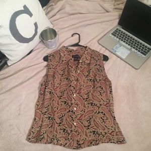 Ann Taylor Silk Sleeveless Button Down
