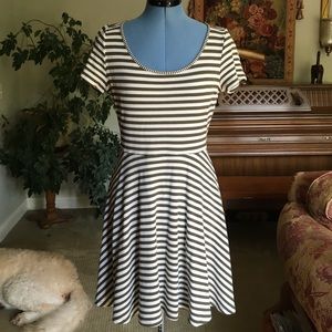 Green and white striped dress