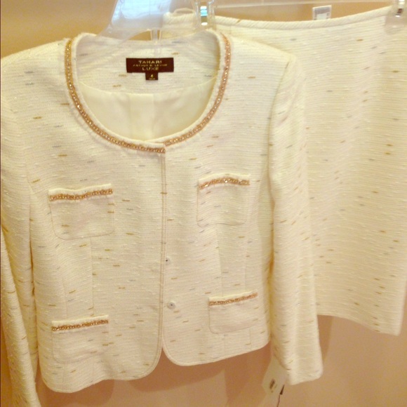 Tahari Cream Business Suit