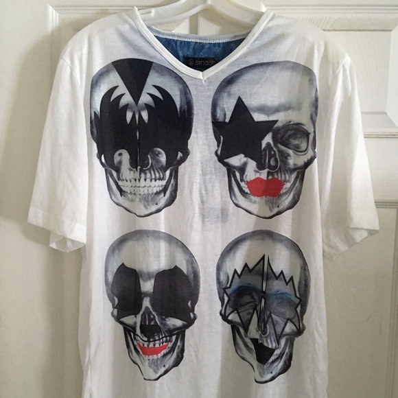 KISS SKULL FACE MENS T SHIRT