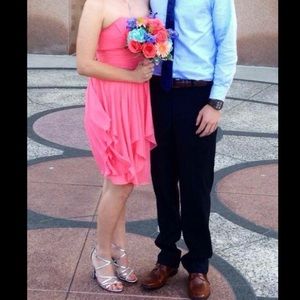 Coral Strapless Flowy Dress - David's Bridal