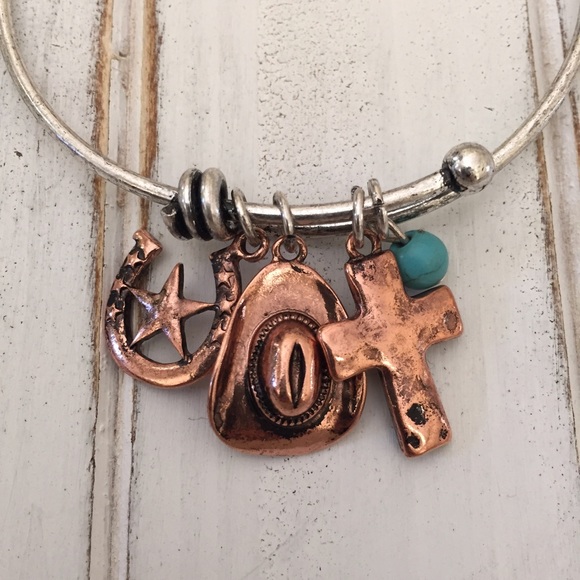 Western Cowboy Cross Charm Bracelet - Picture 2 of 3