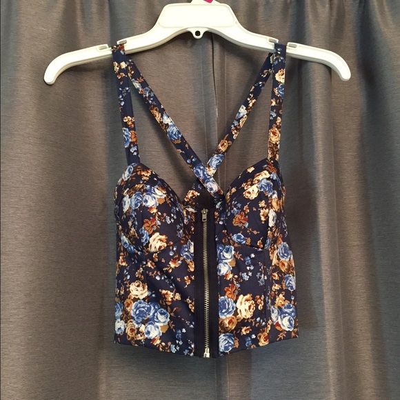 Blue floral crop top