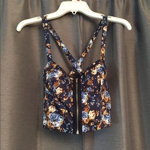 Blue floral crop top