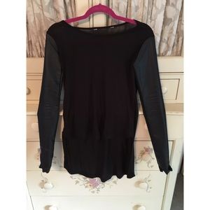 Leather Long Sleeve Hi-Lo Top