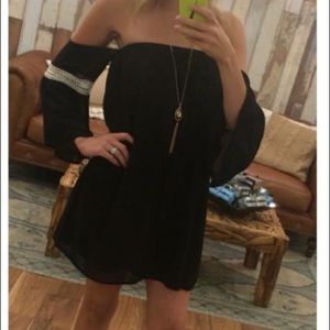 Black strapless dress