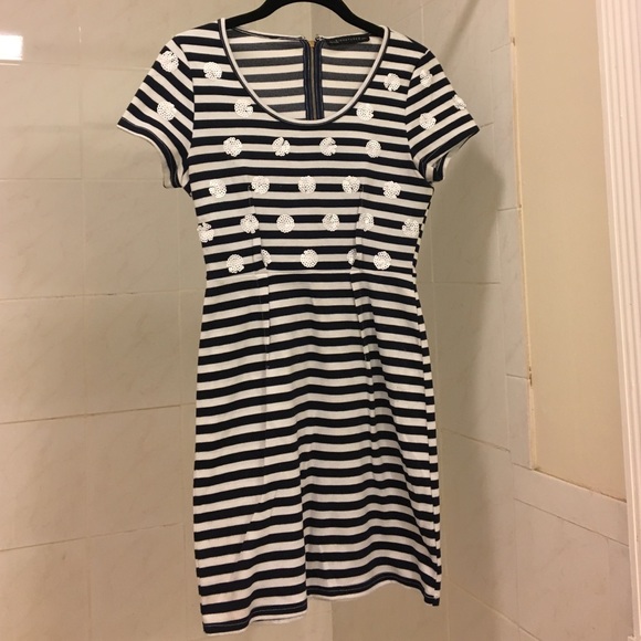 Signature8 Striped Dress with Floral decor