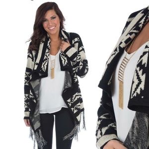 Aztec open cardigan sweater
