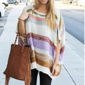 Multi colored poncho sweater