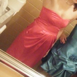 Pink Strapless Sweetheart Dress with Pockets