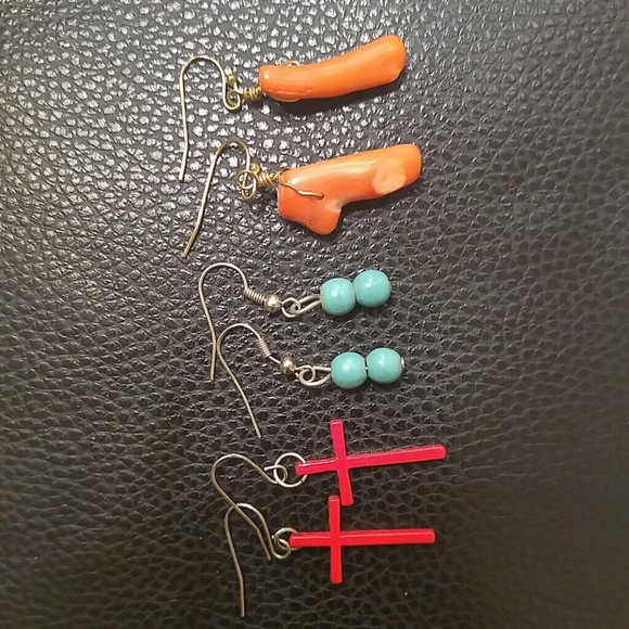 Earring bundle. Real coral and turquoise stone