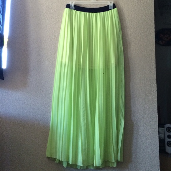 Neon Green Long Chiffon Sheer  Maxi