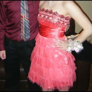 Coral Sequin and Tulle Masquerade Dress