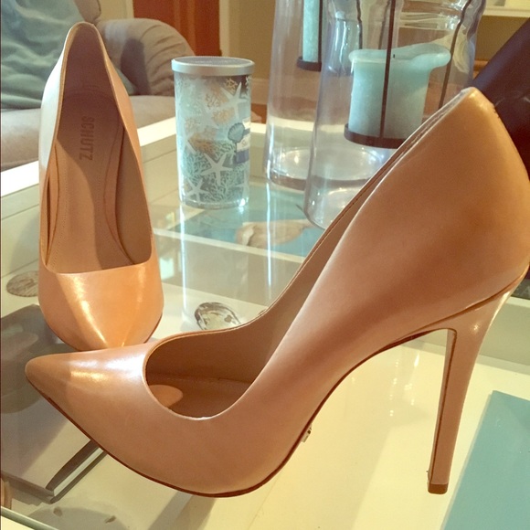 Schultz 5" beige leather heels