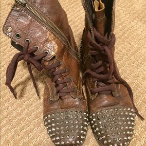 Steve Madden Brown Studded Combat Boot