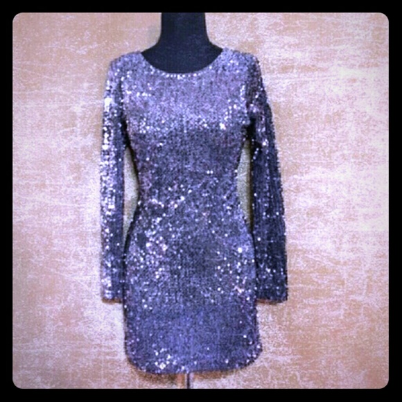 Motel Rocks charcoal sequined mini dress NWOT